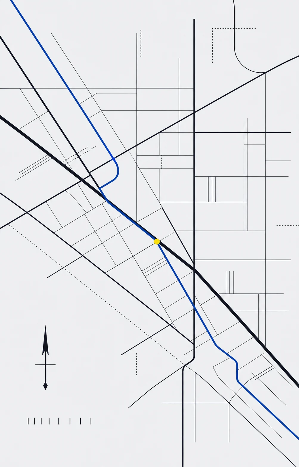 Decorative abstract street-grid illustration inspired by the geometry of Kingsway